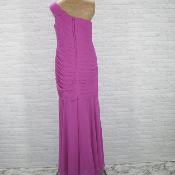 MORI LEE Dress One Shoulder Mother of Bride Wedding Formal Fuchsia Plus Size 16 - Picture 5 of 13